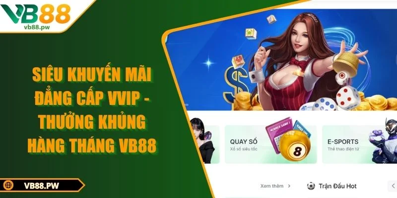 Siêu Khuyến Mãi Đẳng Cấp VVIP - Thưởng Khủng Hàng Tháng VB88
