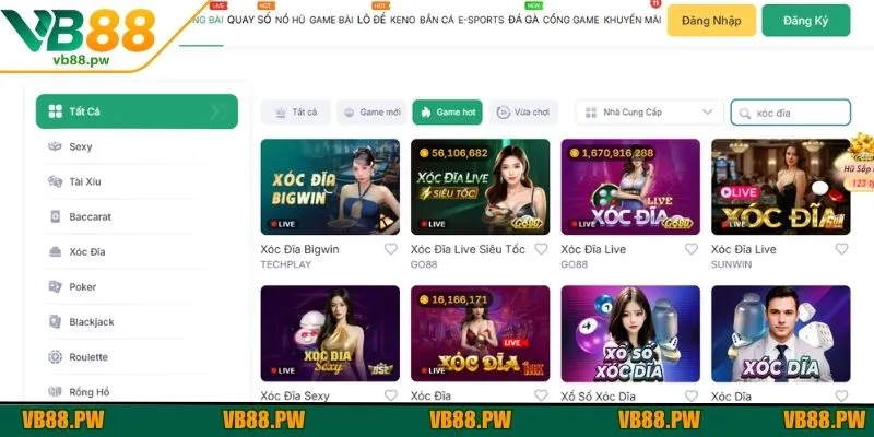 Xóc đĩa live game đơn giản nhưng không kém phần kịch tính tại VB88